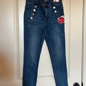 Express Denim Perfect, supper high rise, cute button detail, NEW with tags
